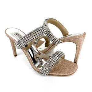 Badgley Mischka Women's Sade Jeweled Double Band Heeled Sandals Gold Size 7.5